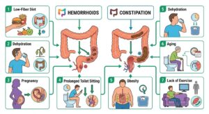 Causes of Hemorrhoids & Constipation