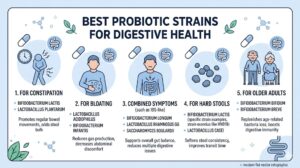 Best Probiotic Strains for Constipation and Bloating (2026)